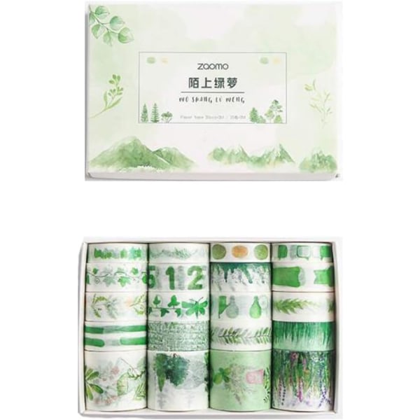 CDQ Sett med 20 rullar Washi Tape, Star Decorations Washi Masking Tape Sett (Grön) farge 2
