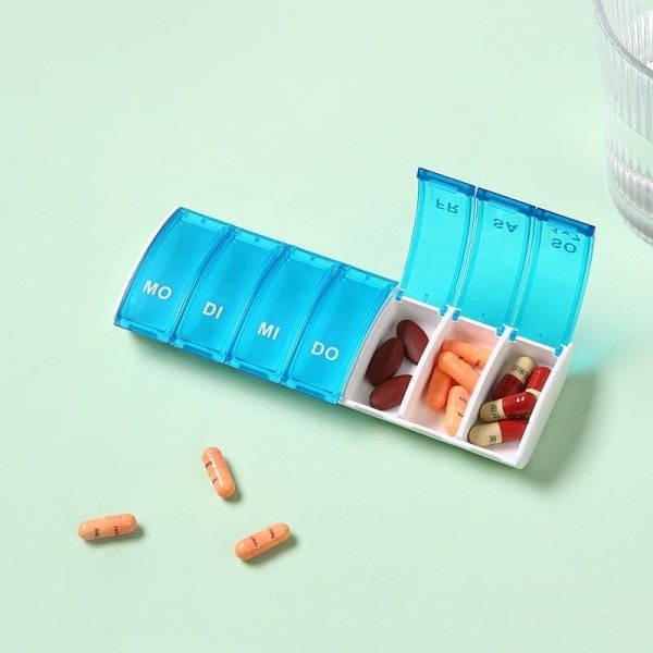 Pillerdosa Medicinask Pillerbox Vecko Dosering 7 Fack Blå blå