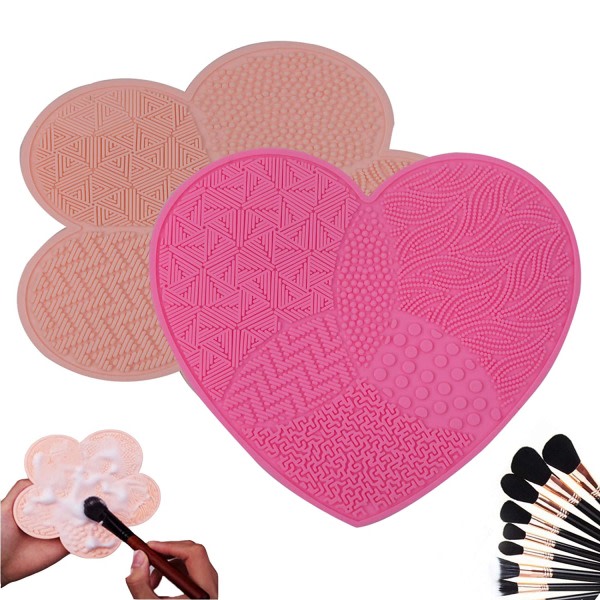 2-pak kosmetisk borste rengøringsmatta, silikon makeup rengøring pink/roserød