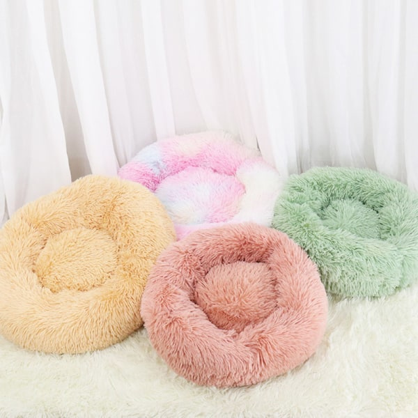 Hundeseng Rund katteseng Fluffig munk，Vaskbar 50cm