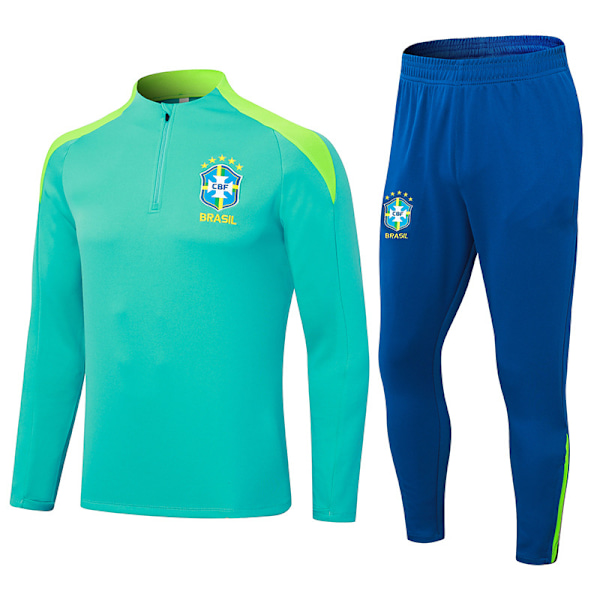 2425 Nya Spanien Portugal Brasilien Vuxen Långärmad Fotbollsträningsuniform Set Brasilien/ljusgrön Brazil/light green L