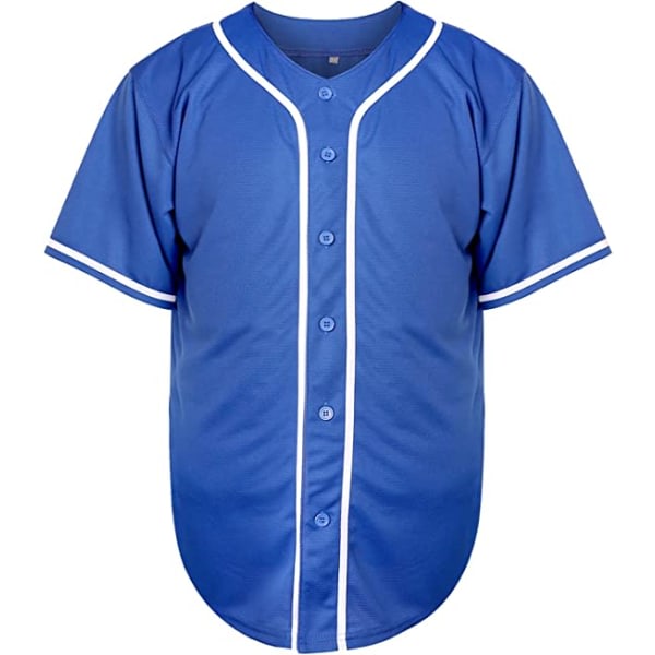 Enfarvet Hip Hop Hip Hop Baseball Uniformer Knappskjortor Sportuniformer Herr Damtröjor blå —XXL zdq