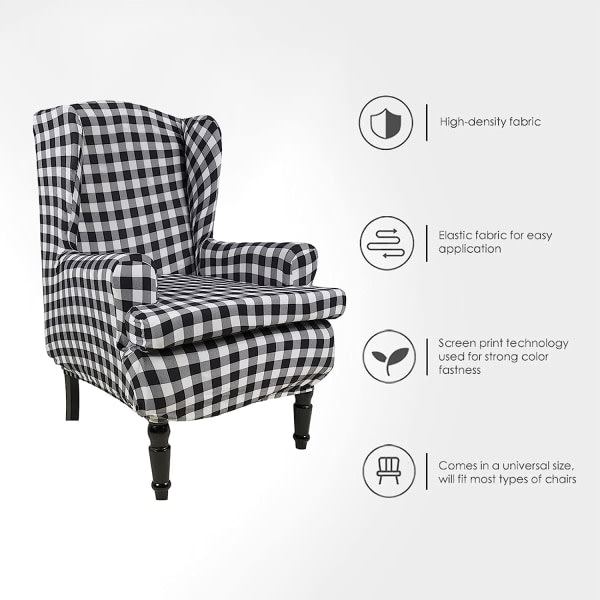 Wingstolöverdrag 2 delar Stretch Spandex Wingback stolsöverdrag Soffa Slipcover Utskrift Wingback Fåtölj Slipcovers Möbelskydd Soffa Så CDQ