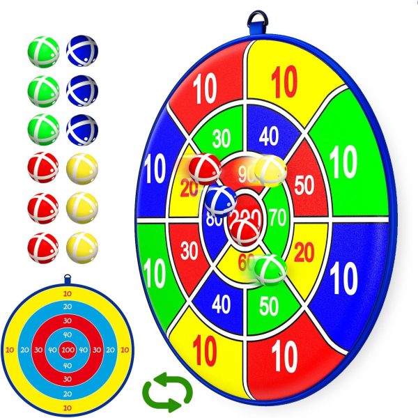 25,5\" lastentaulu dartteja varten 12 tahmealla pallolla, pallopeli lapsille, sisäpeli/ulkopeli/puutarhapeli/lautapeli (65 cm)