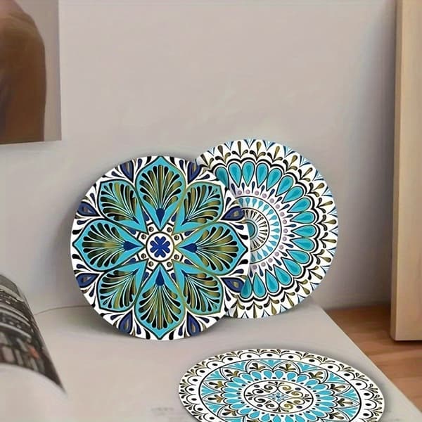 Trebrikker med blomster- og geometrisk mønster, 6 stk/sett, 10 cm