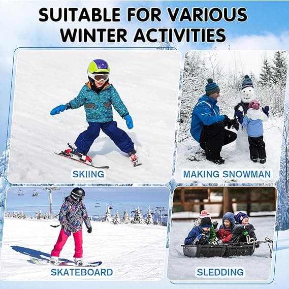 Barnskidhandskar Vinter Snöhandskar Vattentäta Varma Vinterhandskar för Snowboard, Släde Blue_TF Blue S