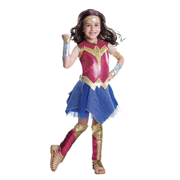 4-10 år Barn Flickor Wonder Woman Cosplay Kostym Outfit Sæt 7-8 år
