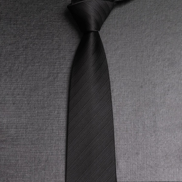 Br?llopsslipsar f?r m?n - 3-delad randig rutig slipsupps?ttning Sort