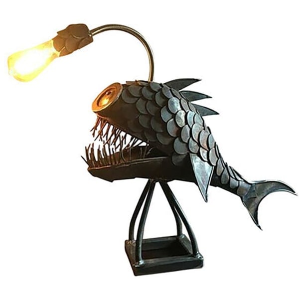 Haj nattelys LED-lampe antik stil fiskestatuebelysning bordlampe