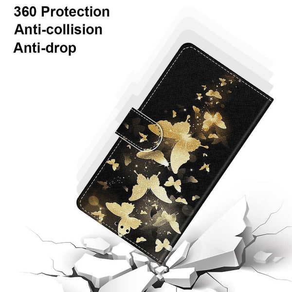 Etui til Samsung Galaxy S22 5g målat cover Magnetic Coque Cover Etui lukning - Golden Butterfly null ingen