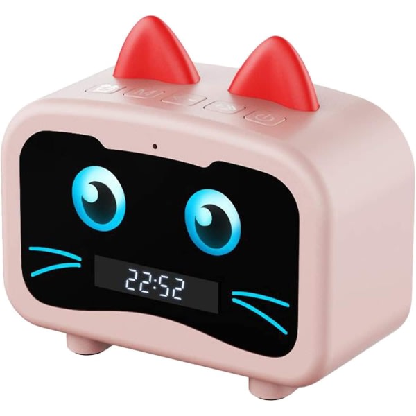 Hi-fi badrumshögtalare Bärbar Bluetooth 5.0-högtalare med laddningskabel, inbyggt batteri - Pink Cat