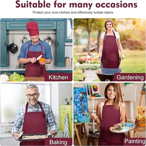 Kjøkkenforkle, Unisex Justerbar Kryssrygg Polyester Smekke Med 2 Frontlommer For Matlaging, Grilling, Bartending Og Håndverk