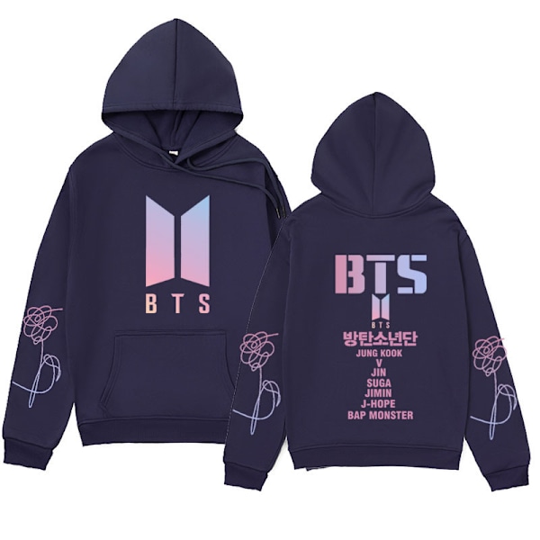 BTS Unisex Hoodie Casual Hoodie Cosplay Jakke Top W Navy Blå XS Navy Blue XS