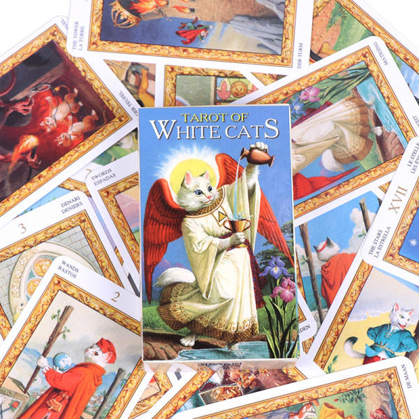1Box Tarot af de hvide katte Spillekort Tarot Familiefest Spil Multicolor one size