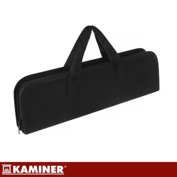 BBQ-værktøjssæt 6 dele rustfrit stål med etui til gas- og kulgrill, campingpicnic, sort