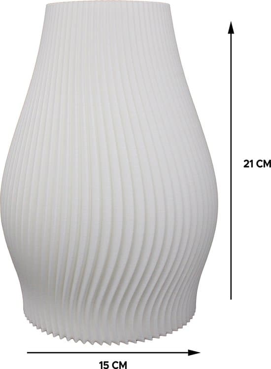 Vit 3D-printad vas 20cm Chicago Wave Design Miljövänlig PLA Bioplast 100% Vattentät Modern Heminredning för Vardagsrum Present