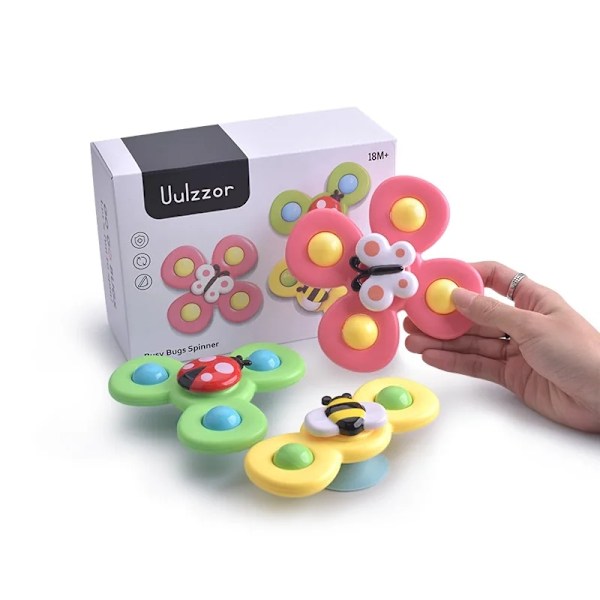 3-pakka - Fidget Spinner imukupilla lapsille - Pyörivä lelu Multicolor multifärg