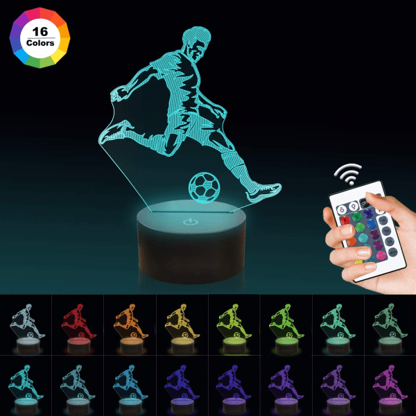 Fotball 3D nattlampe, FULLOSUN Fotballhologram Illusion LED