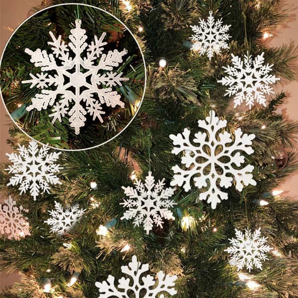 Festlige Bryllupstilbehør, Splintfri Glitter Snefnug Ornamenter til Vintertema Fejringer