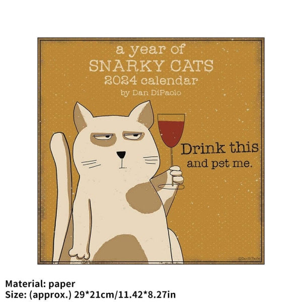 Ett år med snarky katter 2024 Väggkalender / Rolig kattväggkalender