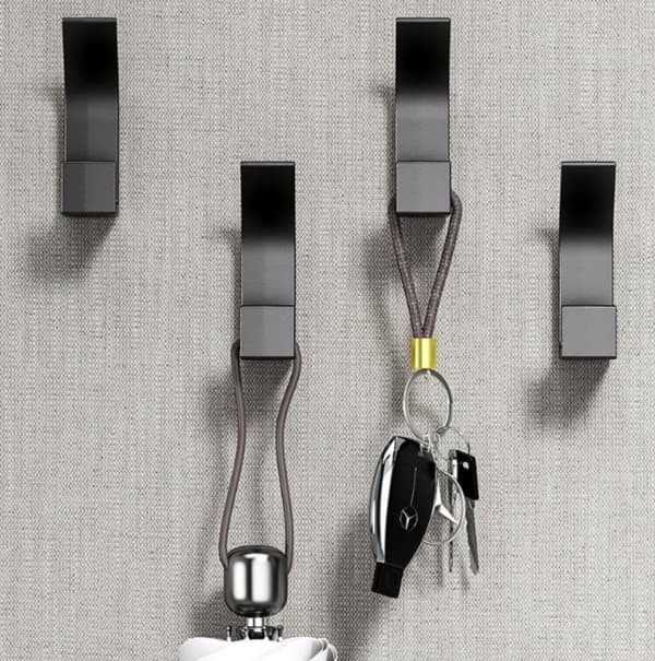 Väggmonterade klädkrokar, 5-pack ABS-plast självhäftande borrfria krokar för rockar, halsdukar och handväskor, vit, 2,8 x 2 x 7,6 cm