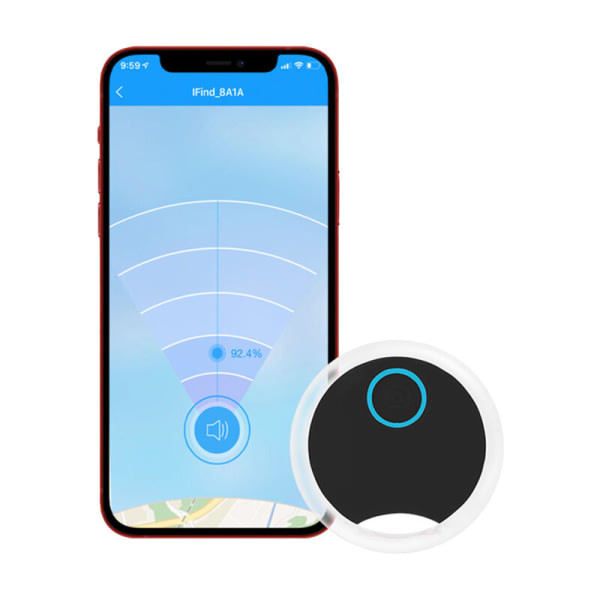 Trådlös Pet GPS Tracker Nycklar Väskor Plånböcker App Control Object Finder Selfie Shutter Yhteensopiva IOS/Android-puhelimella, Svart - Svart,