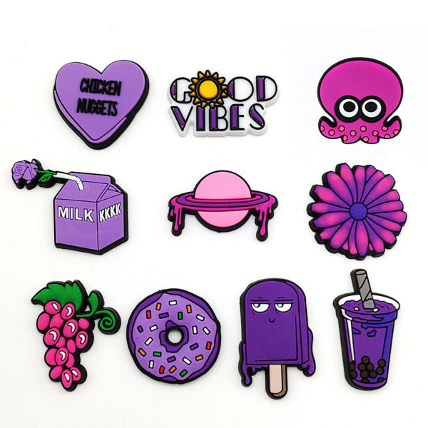 10 st Cartoon VSCO Lila Serie Hålskor Mjuk Gummi Blom Sh