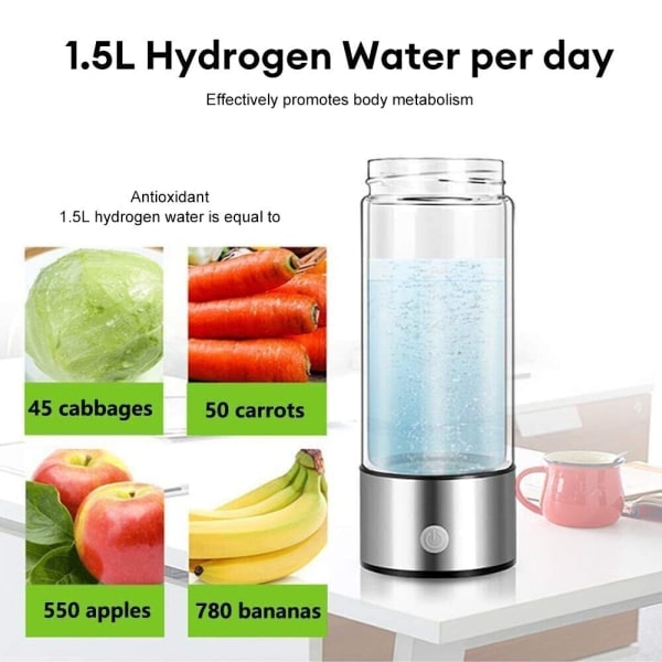 Vätevattengenerator Bärbar vattenjoniserande flaska Uppladdningsbar USB 420ml