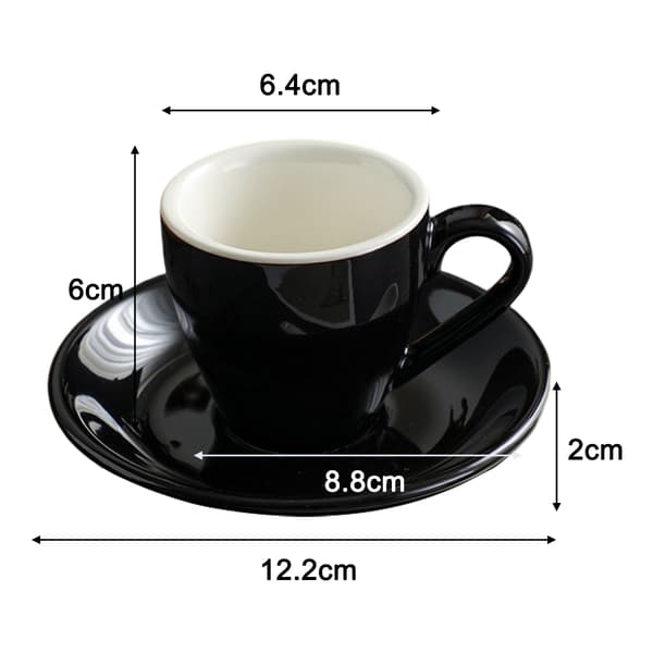 Porslin Espresso-kopp med fat, Espresso-kopp, 80 ml/2,7 oz-tfrf Black