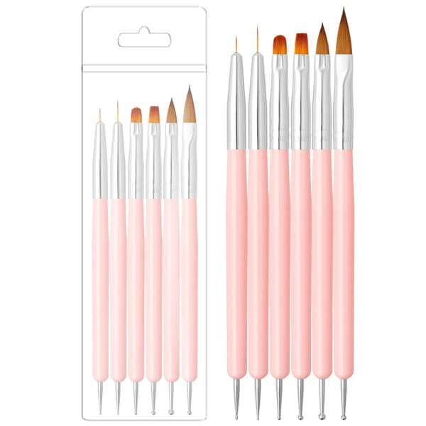 6 stk. negleprikkepensler + prikkeværktøjer – dobbeltsidede – 2×sort + pink – til neglekunst og detaljer
