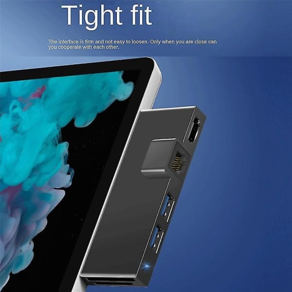 For Surface Pro 4 5 6 Dockningsstationsnav med 4k-kompatibel Tf-kort Gigabit Ethernet 2 USB