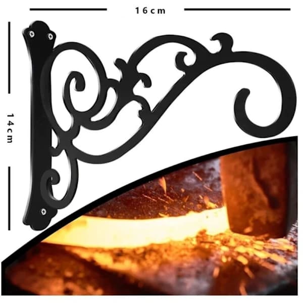Hængende plantebeslag Støbejerns vægkrog til blomsterpotter, fuglefoderbræt og lanterner Udendørs Have Sort
