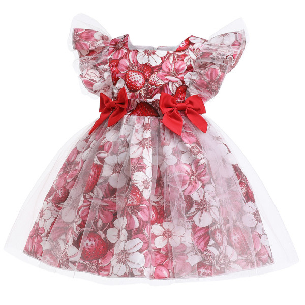 CDQ Prinsessklänning, barnflickor med flugärm i tyllklänning