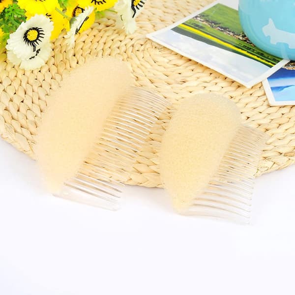 Usynlig Fluffy Hårklemme, 2 Stykker, Bikube Hårstylingværktøj, til Kvinder og Piger, Beige