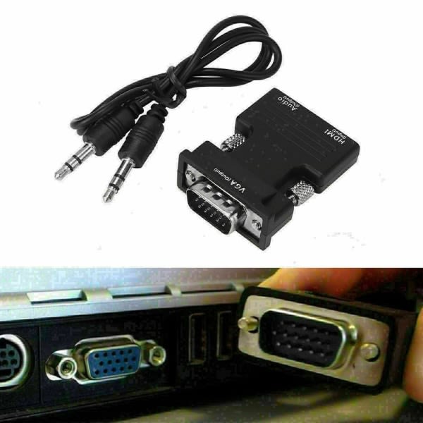 HDMI til VGA-kabel Audio Adapter HDMI-kompatibel omvandlare