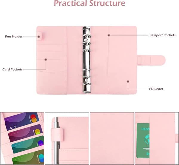 A6 Budget Folder - A6 Accounting Book - A6 Notebook - Budget Planner Folder Set - Laser Budget Organizer Made of PU Leather