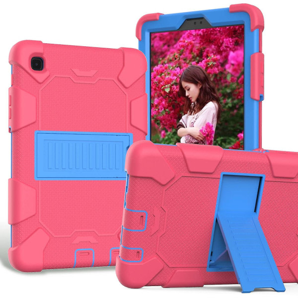 For Samsung Galaxy Tab A7 Lite 8,7-tums dobbeltfarvet silikon + PC Tablet-etui Støtställ Stötsäkert cover Rose Blue ingen