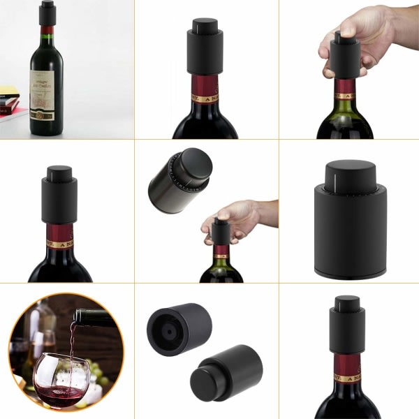 2 stk. flaskepropper til champagne/vin - champagnepropper vakuum, genanvendelige flaskepropper, vinkonserveringsvakuumflaskekorker