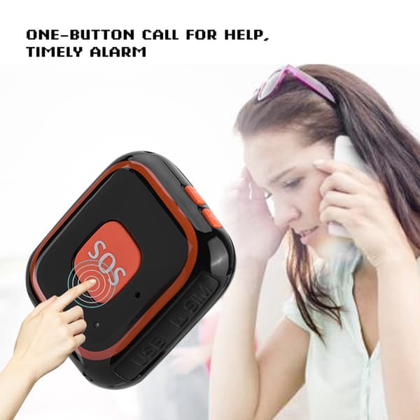 Mini GPS Tracker Locator Barn SOS-alarm APP-sporing (Svart)