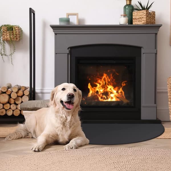 122 - 76 - cm - Fireplace - Mats - Fireproof - Mats - Fireproof - Mat - Grill - Floor - Mat - Floor - Protection - Black - Fire Pit - Mat