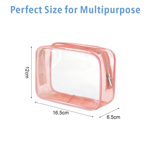 Vattentät pvc transparent kosmetisk väska, bärbar resa pink