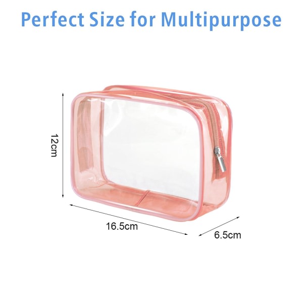 Vattentät pvc transparent kosmetisk väska, bærebar resa rosa