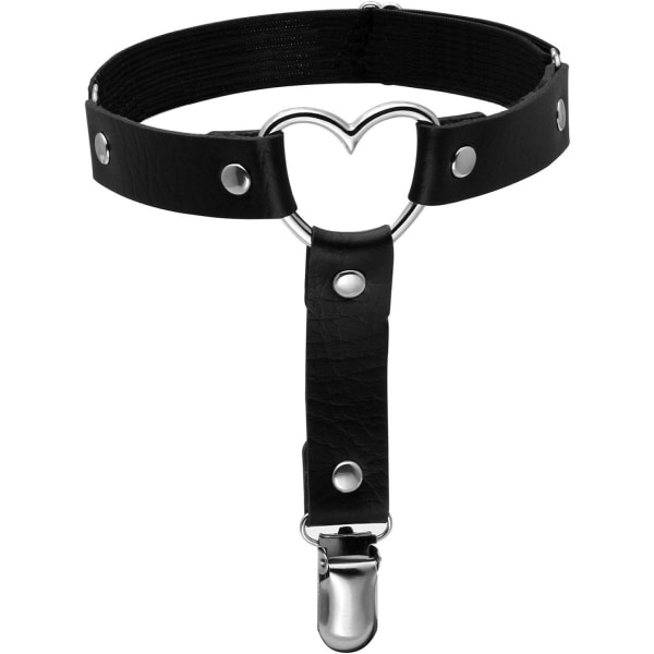 Heyone Punk Legering Cool Gotisk Hjärtformad Ben Strumpebandsbälte Anti-halkklämmor Elastisk Punksele