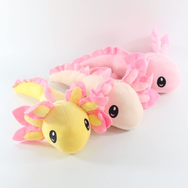 Kawaii Axolotl Plyschkudde Mjukt Gosedjur Rosa Gul Axolotl Hexagonal Dinosaurie Plyschleksaker Docka Heminredning 13,7 tum (Gul)