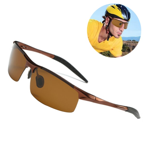 CDQ Polarisert solglasögon for män å kjøre Fiske Golf Metal Brown