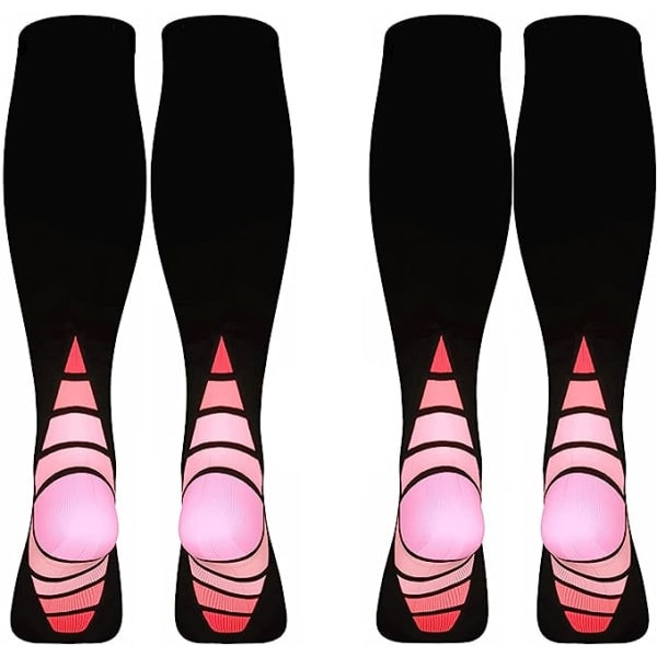 Kompressiosukat naisille ja miehille (2 paria), kompressiosukat juoksuun, lentoon, urheiluun, matkustamiseen (ROSA L/XL)