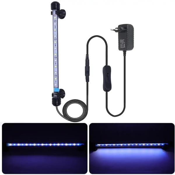 CDQ LED-akvaariovalo, Vattentät LED, Blå & Vit, 28cm