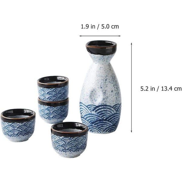 Japansk Sake Cup Sett 4 st 35ml Sake Cups+ 1 st 180ml Sake Pot Set Keramiska vinglas null none