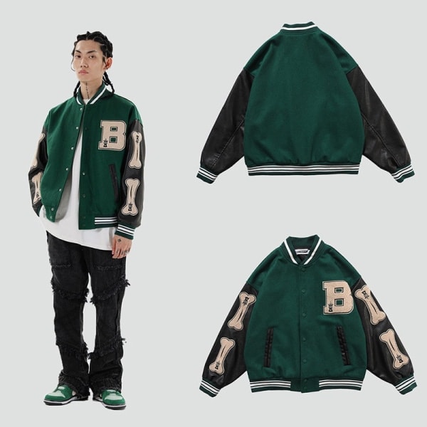 Harajuku Bomberjakker Par Baseballjakke H?st Unisex V Sort M