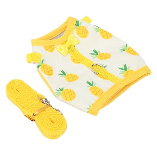 Adjustable Guinea Pig Harness and Leash, Small Pet Clothes, Yellow Pineapple